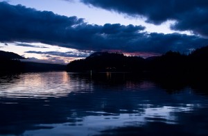 Sunset and clouds over Yes Bay, Alaska