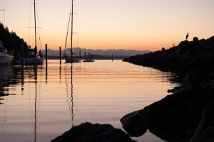 Blake Island state park marina at sunset