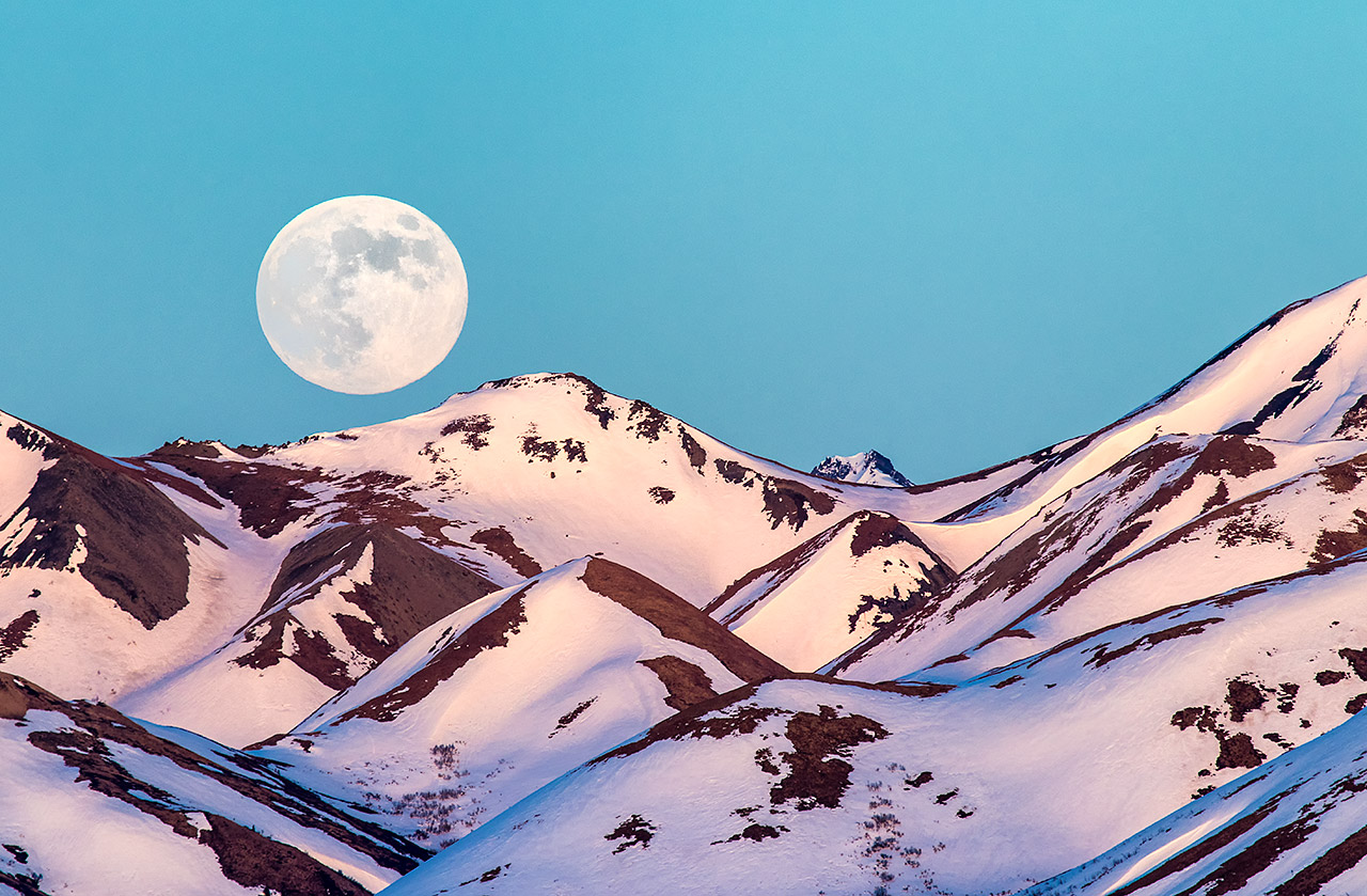 Moonrise over the Alaska Range