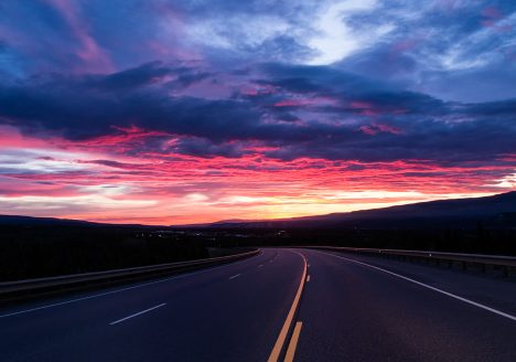 Sunset over Healy, Alaska as seen from the Parks Highway